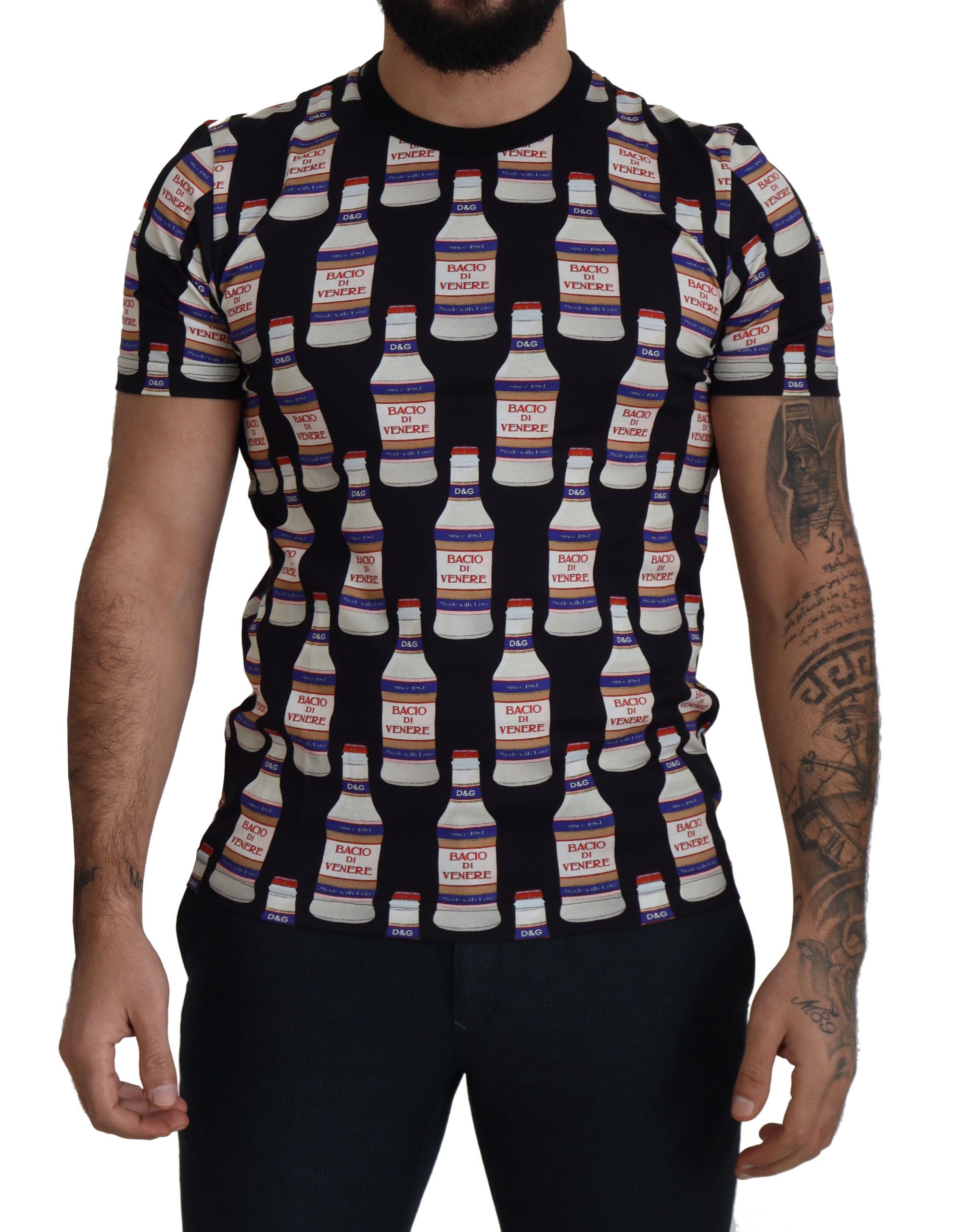 Dolce & Gabbana Schwarzes Bacio Di Venere Baumwoll-Crew-T-Shirt