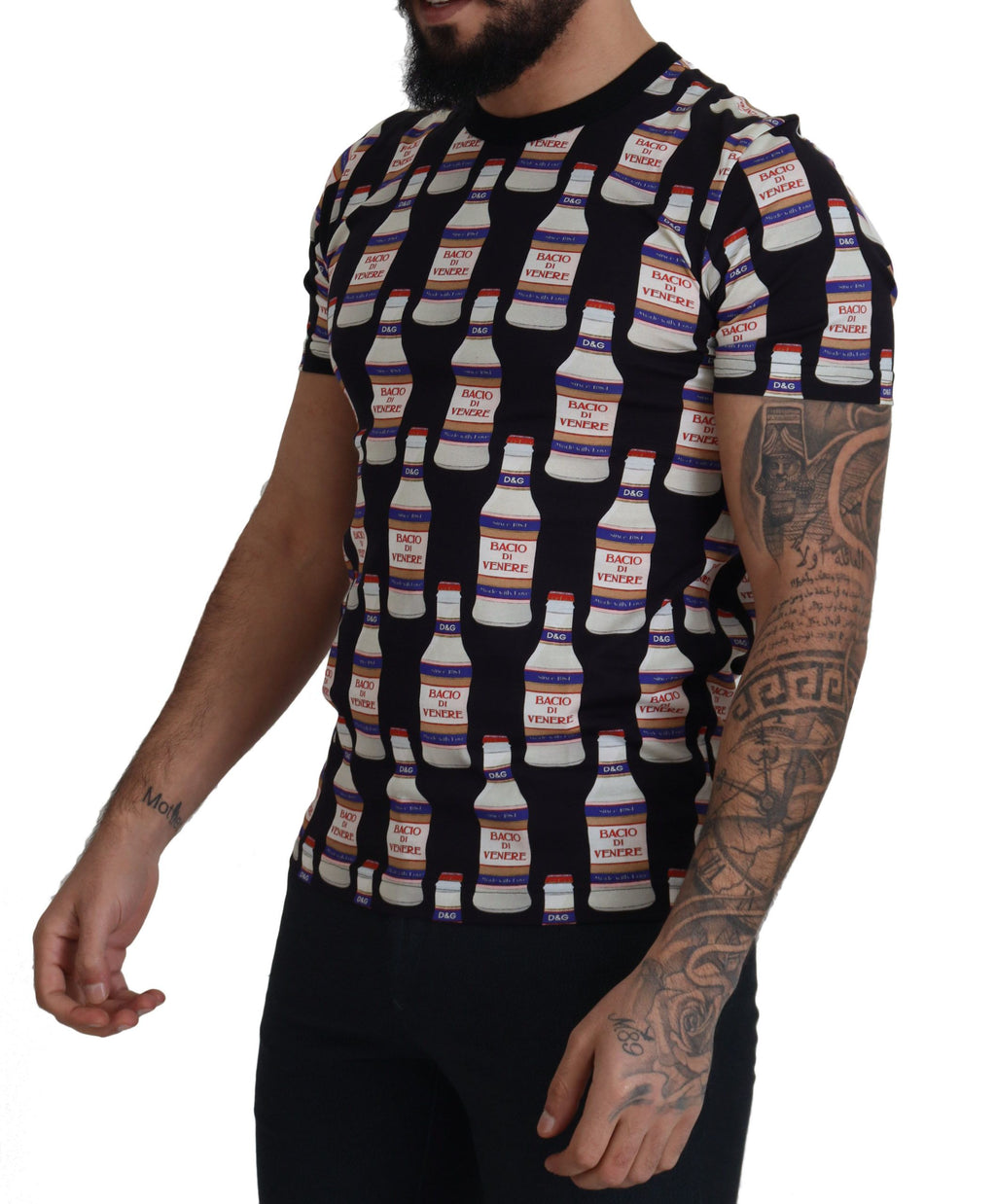 Dolce & Gabbana Schwarzes Bacio Di Venere Baumwoll-Crew-T-Shirt