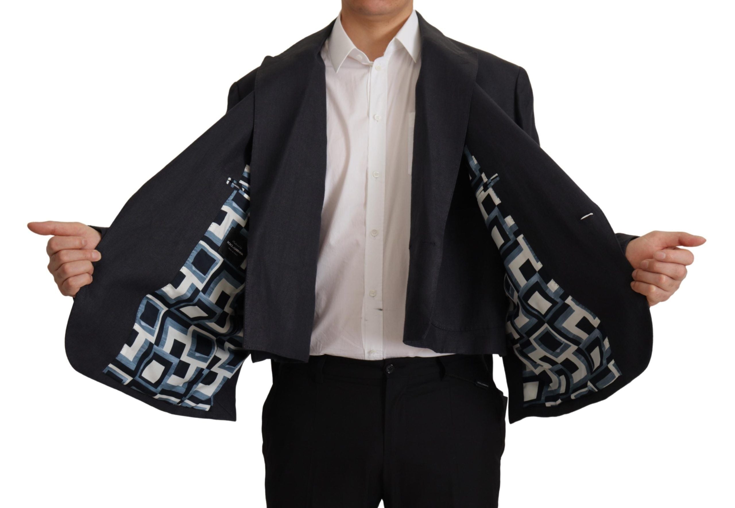 Dolce & Gabbana Blaue Leinen Blazer Jacke für Herren