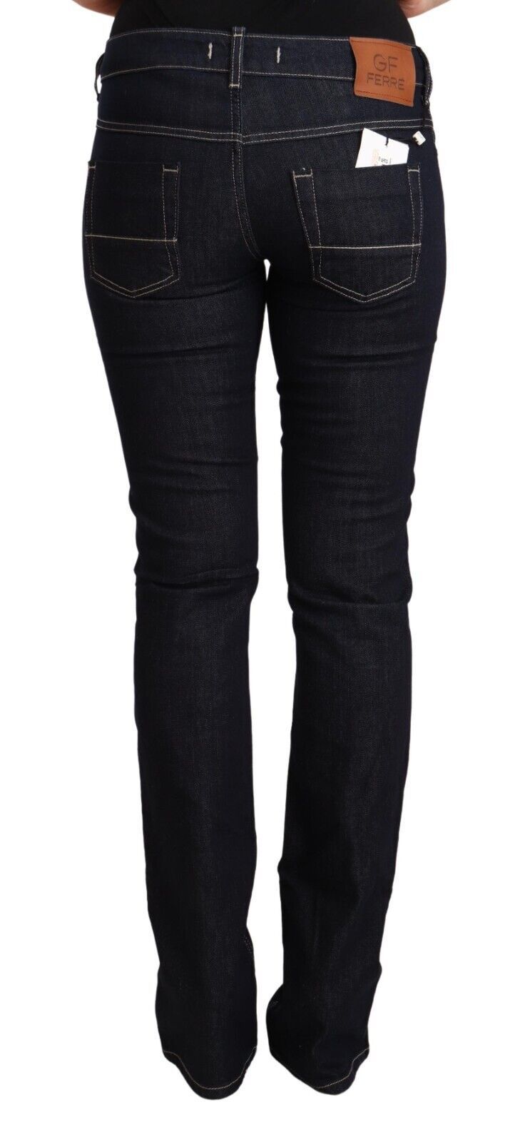 GF Ferre Schwarze Baumwoll-Stretch-Denim-Jeans mit niedriger Taille