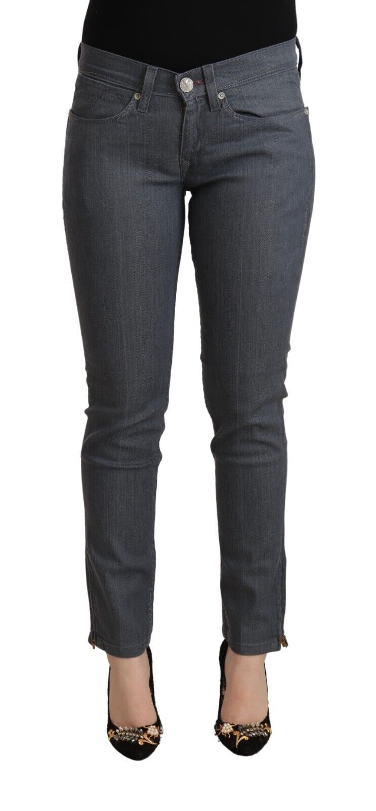 Levi's Graue Skinny Denim-Jeans aus Baumwolle mit niedriger Taille