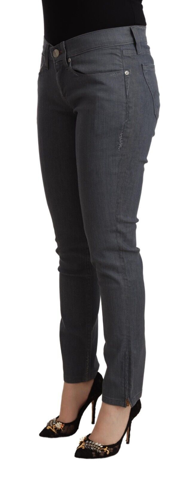 Levi's Graue Skinny Denim-Jeans aus Baumwolle mit niedriger Taille