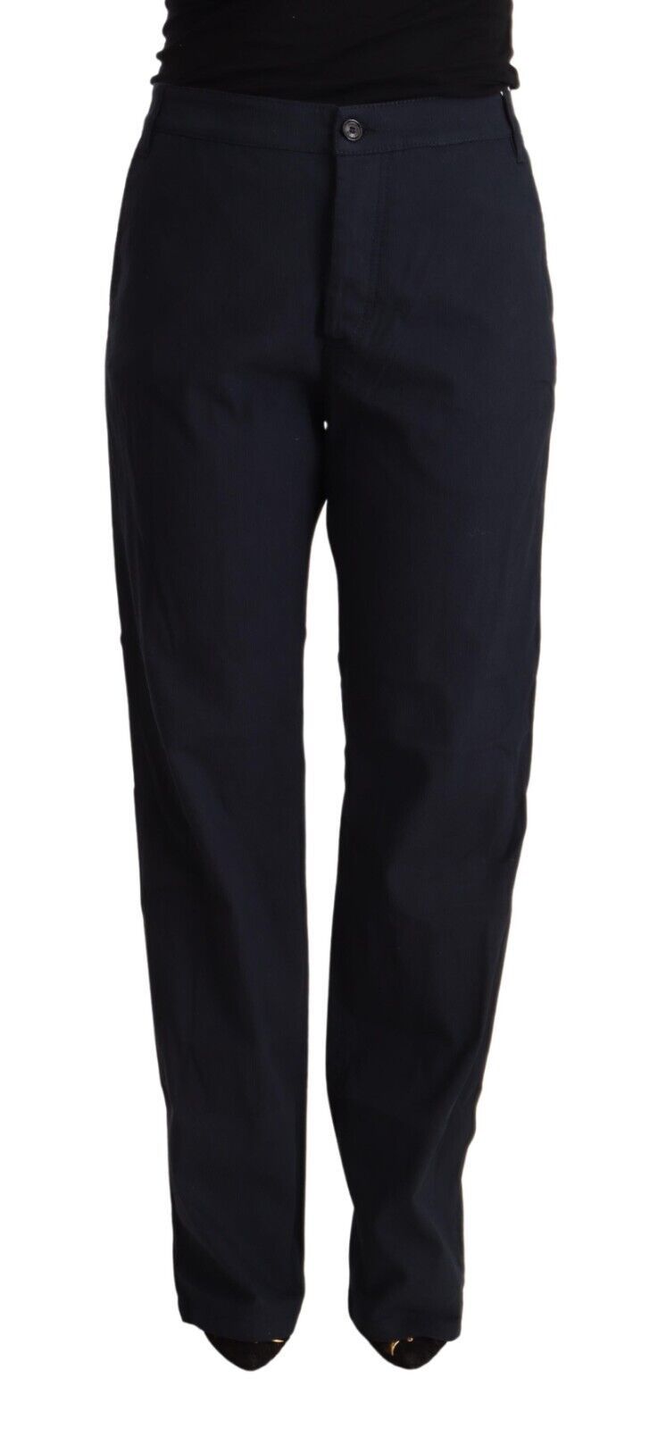 Exte Schwarze konisch zulaufende Baumwollhosen mit hoher Taille