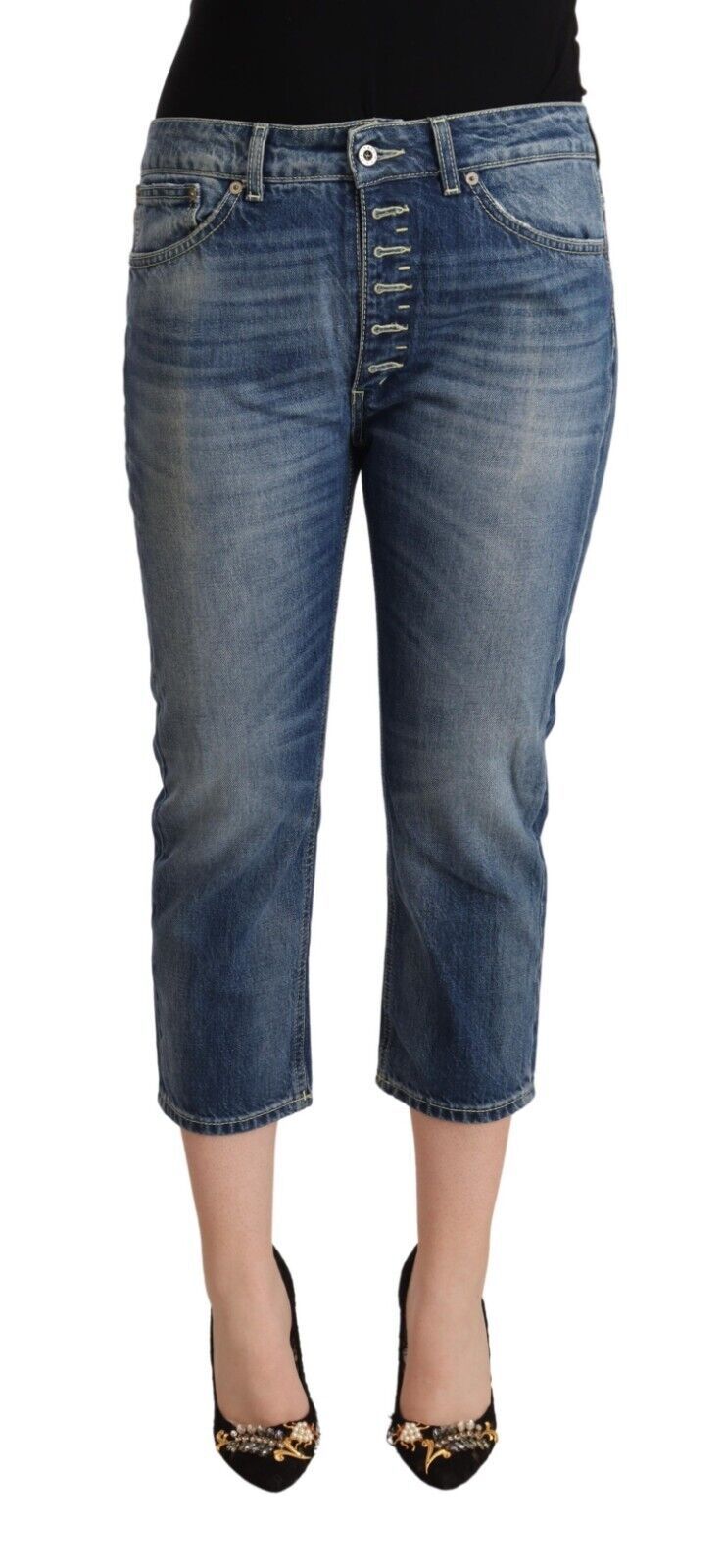 Dondup Blau gewaschene Capri-Denim-Jeans mit mittlerer Taille