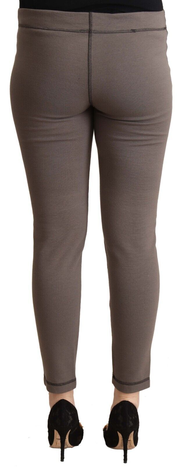 John Galliano Graue Baumwolle Mittlere Taille Stretch Leggings Gekürzte Hosen