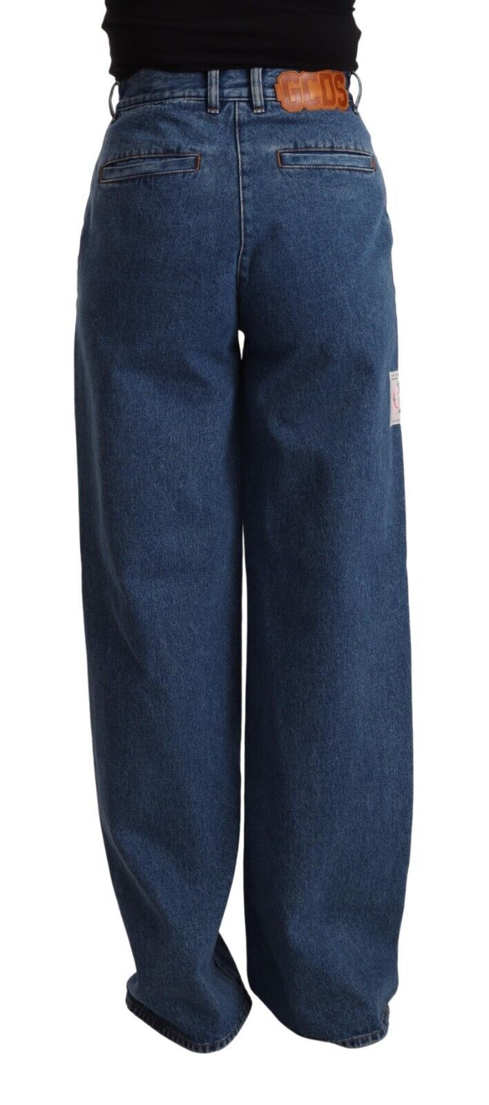 GCDS Blaue Baumwolljeans mit hoher Taille und weitem Bein, Boot Cut Denim
