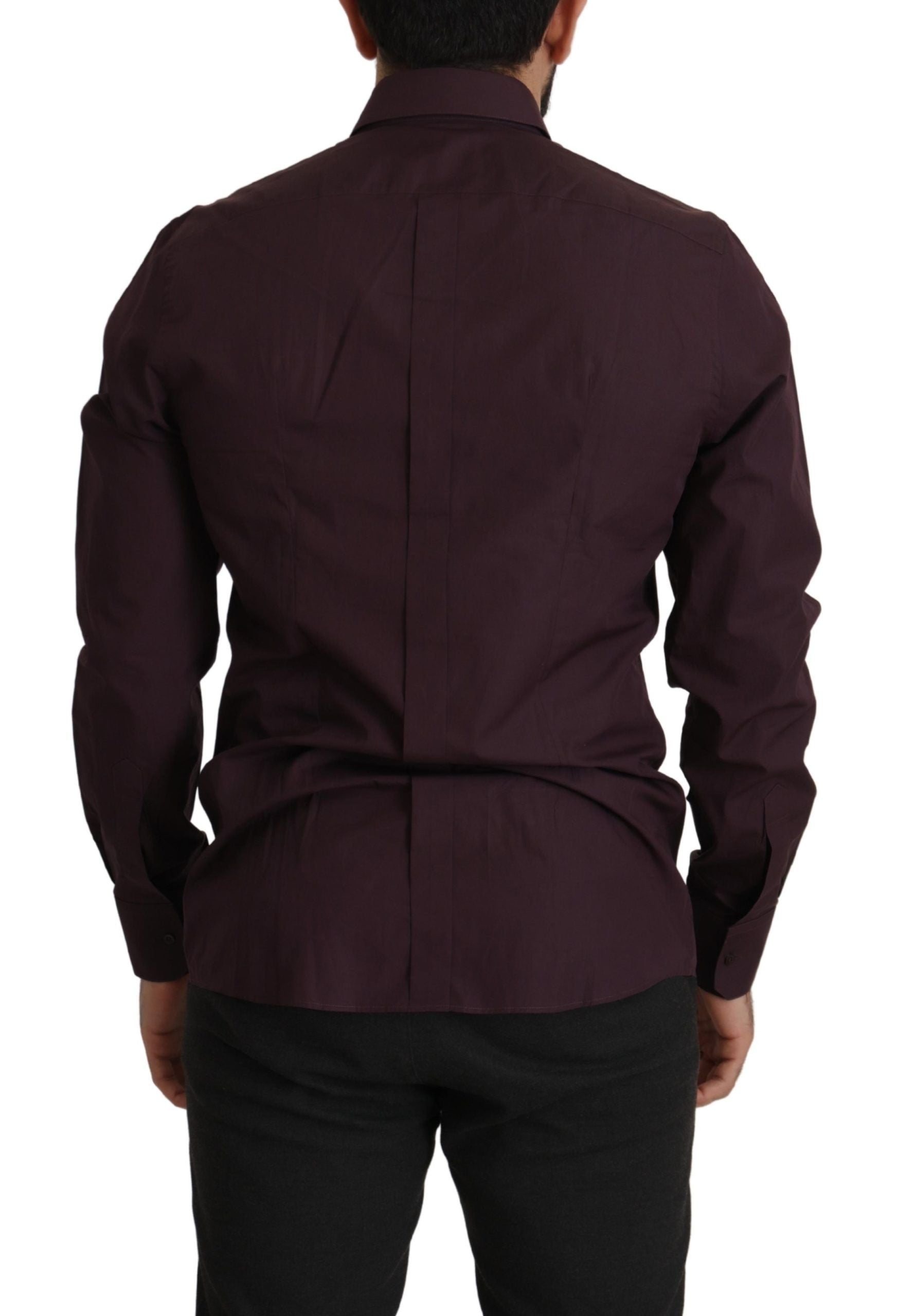 Dolce & Gabbana Lila Baumwolle GOLD Slim Fit Kleid Hemd