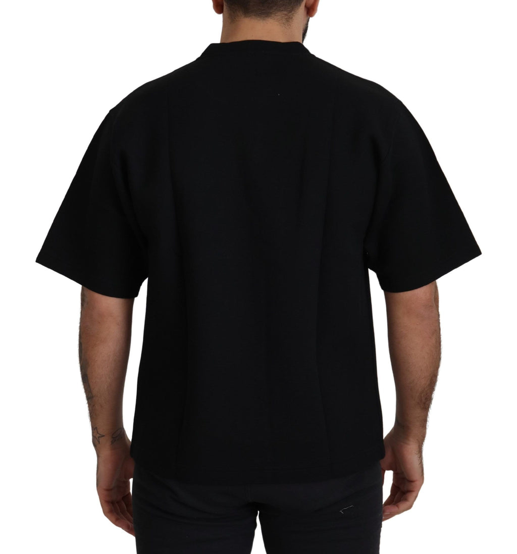 Dolce & Gabbana Schwarzes Logo-T-Shirt aus Baumwolle mit Rundhalsausschnitt