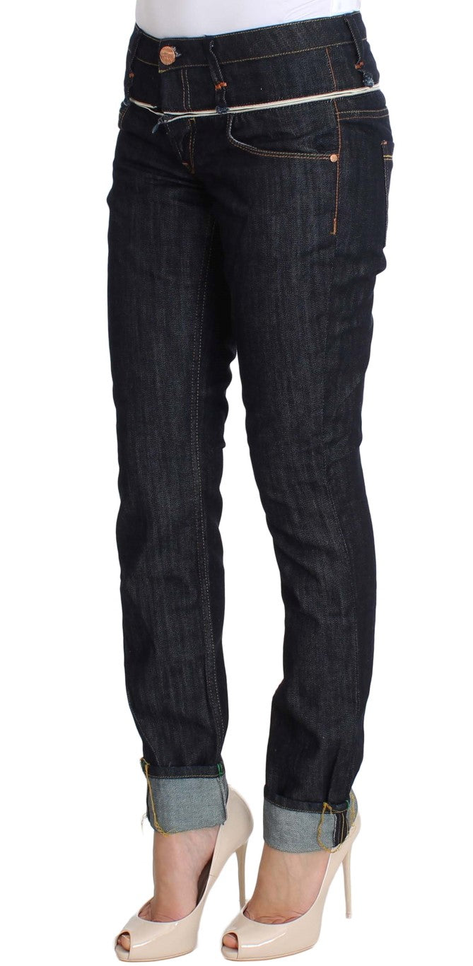 Acht Blaue Denim-Baumwollhosen Straight Fit Jeans