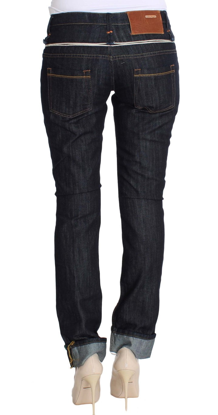 Acht Blaue Denim-Baumwollhosen Straight Fit Jeans