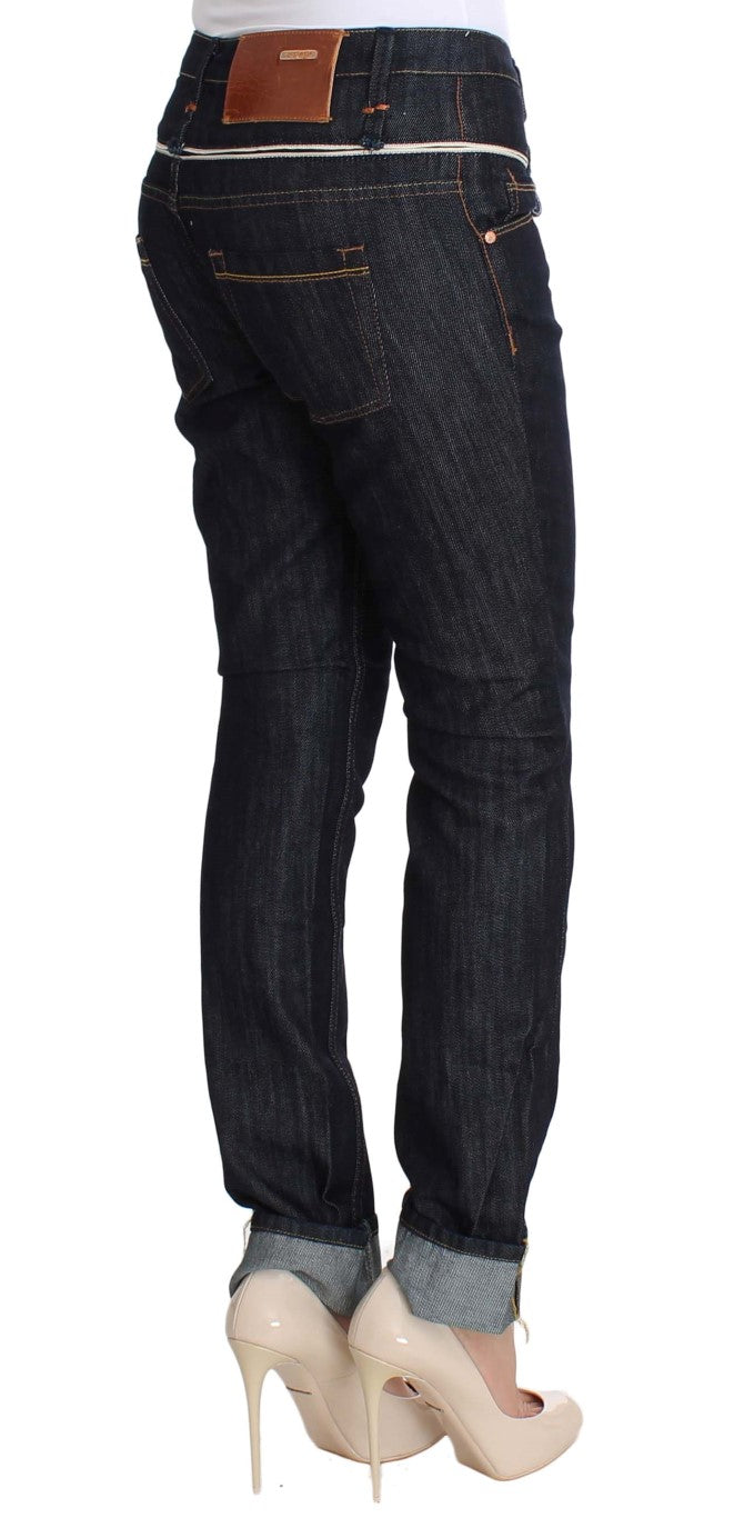 Acht Blaue Denim-Baumwollhosen Straight Fit Jeans