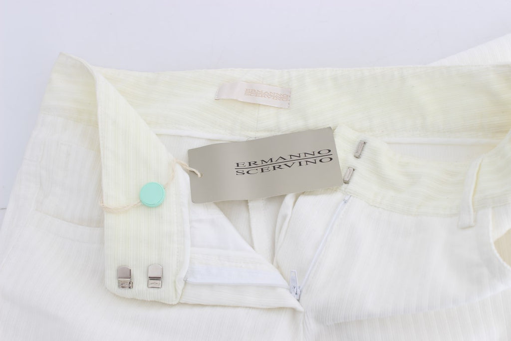 Ermanno Scervino Weiß gestreifte Straight Fit-Hose