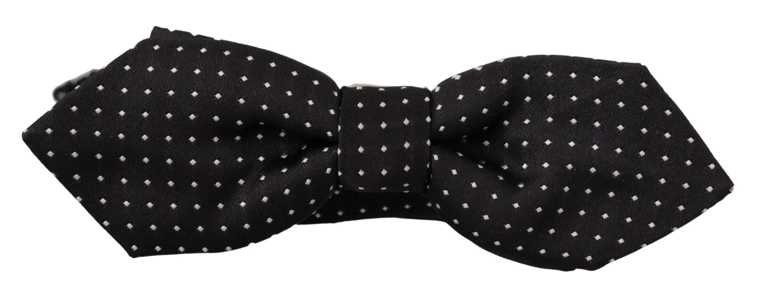 Dolce & Gabbana Schwarz Weiß Polka Dot Verstellbare Hals Papillon Fliege