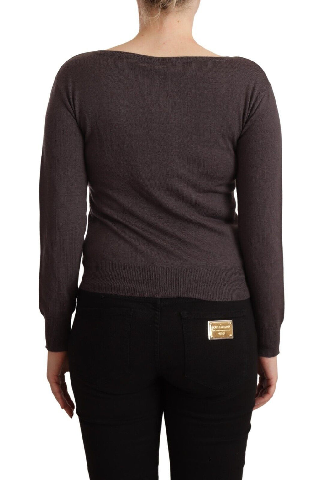 John Galliano Brauner Wollpullover mit langen Ärmeln und Pailletten