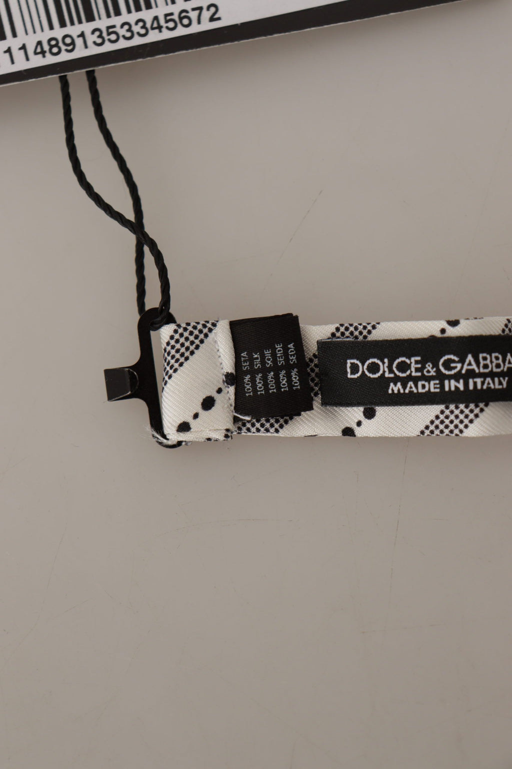 Dolce & Gabbana Weiß Schwarz Polka Dot 100% Seide Hals Papillon Fliege