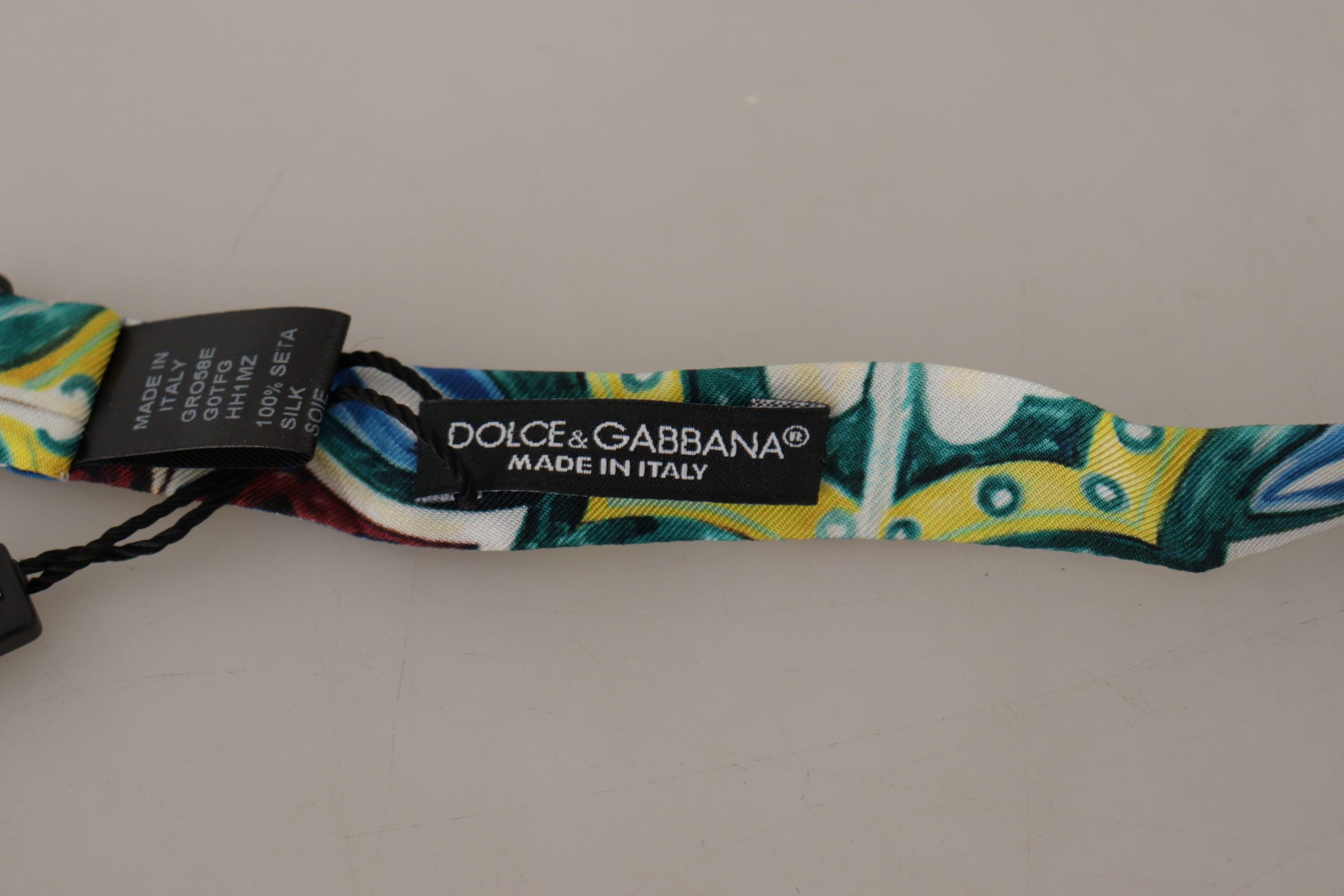 Dolce & Gabbana Multicolor Majolika Druck Verstellbare Papillon Fliege