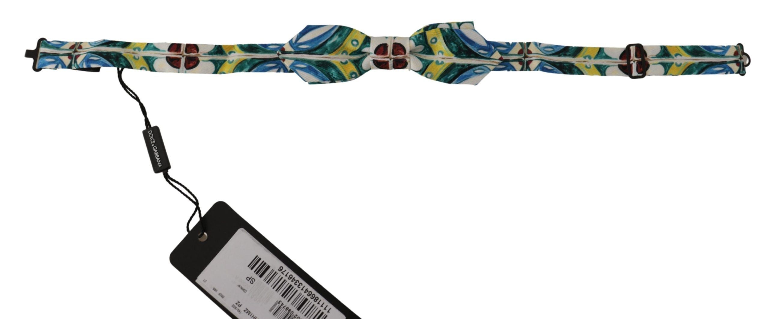 Dolce & Gabbana Multicolor Majolika Druck Verstellbare Papillon Fliege