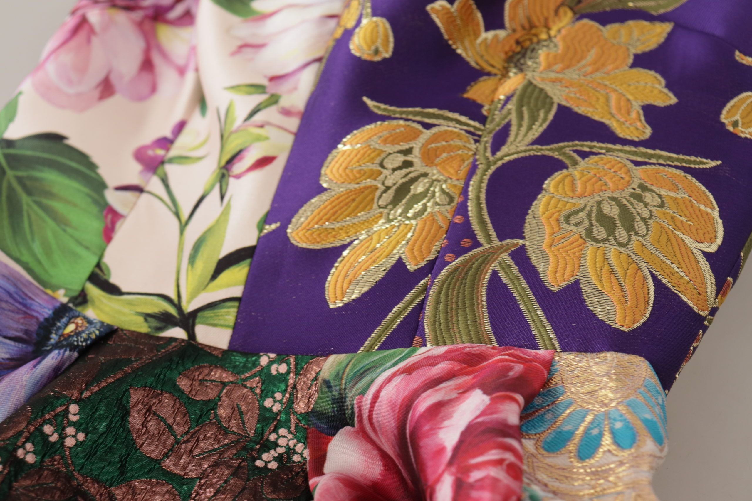 Dolce & Gabbana Kleid Midi Patchwork Blumen Jacquard Seide