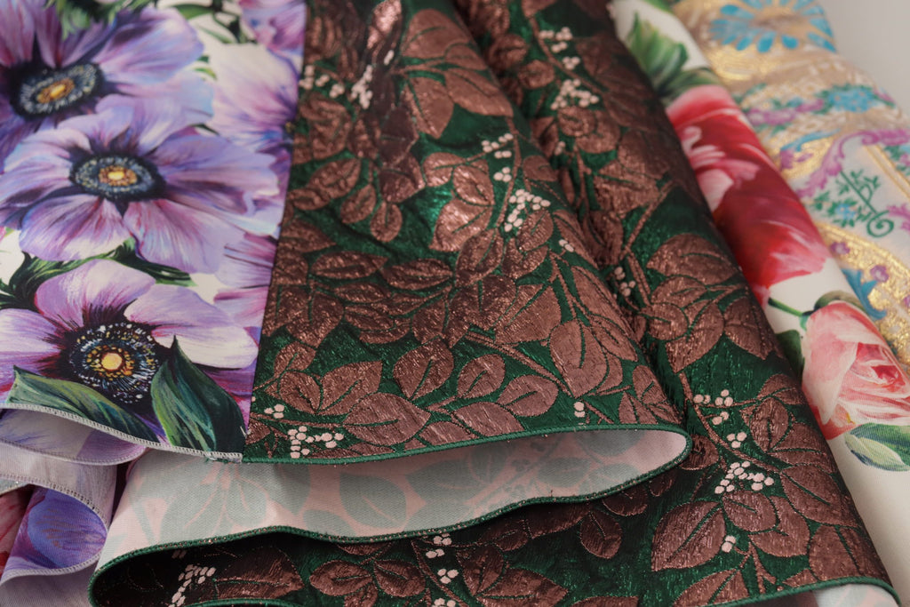 Dolce & Gabbana Kleid Midi Patchwork Blumen Jacquard Seide