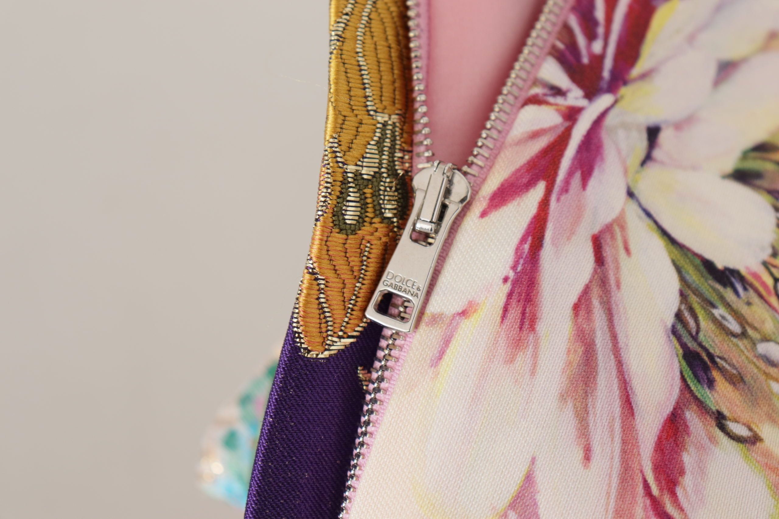 Dolce & Gabbana Kleid Midi Patchwork Blumen Jacquard Seide
