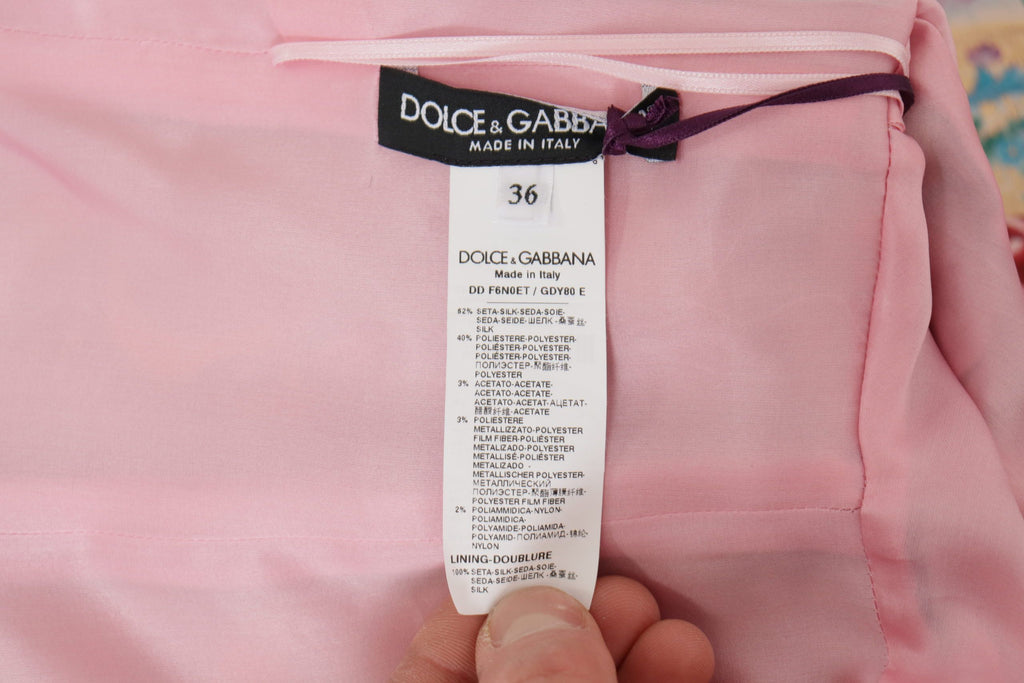 Dolce & Gabbana Kleid Midi Patchwork Blumen Jacquard Seide