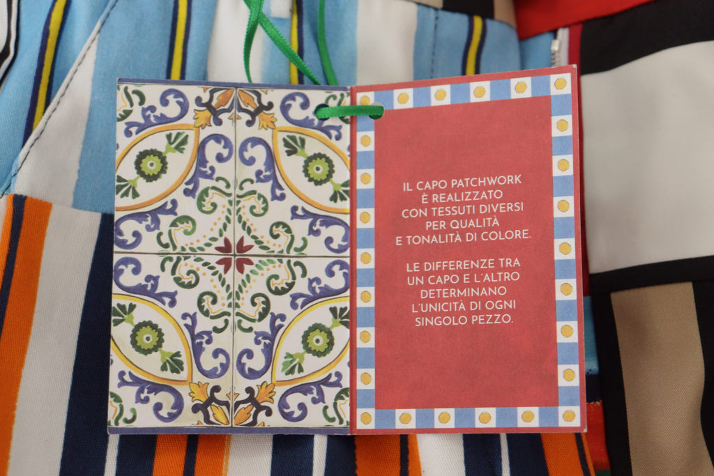 Dolce & Gabbana Mehrfarbig gestreifte Baumwollhose mit hoher Taille