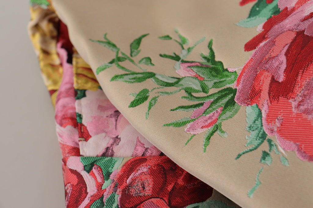 Dolce & Gabbana Beige geblümtes Kleid Formale Hose mit hoher Taille