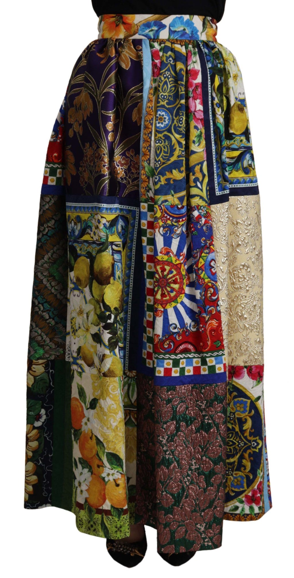 Dolce & Gabbana Mehrfarbiger Patchwork Sicily Langer Maxirock