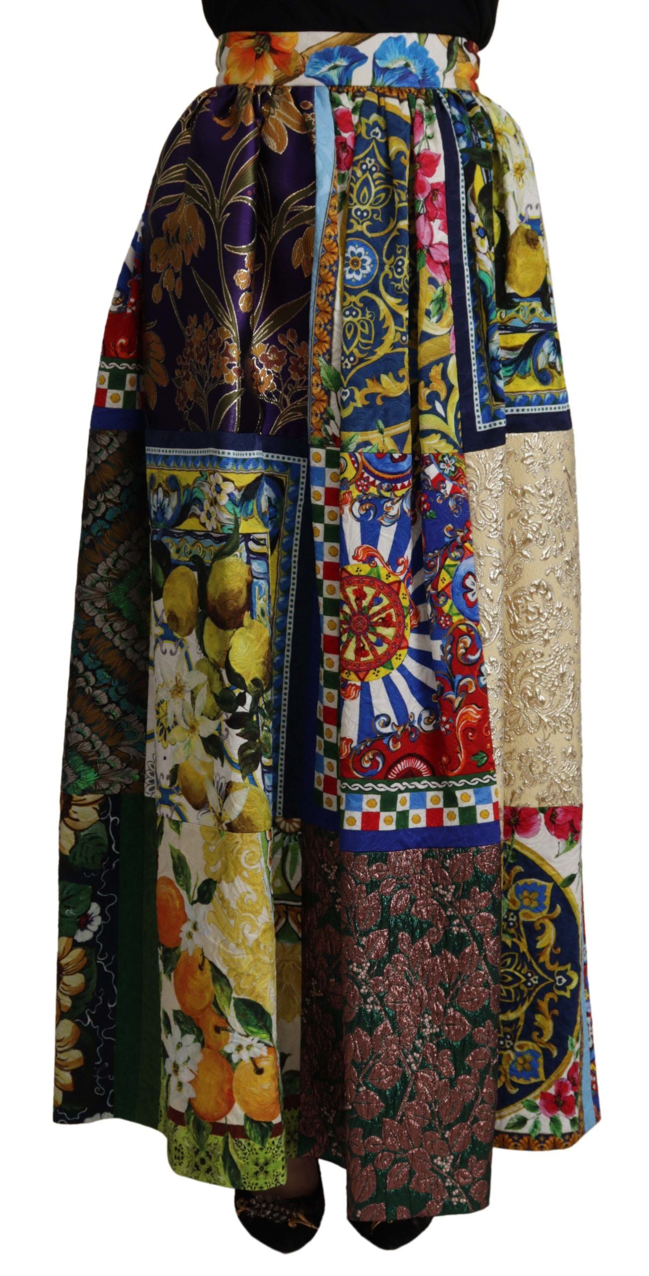 Dolce & Gabbana Mehrfarbiger Patchwork Sicily Langer Maxirock