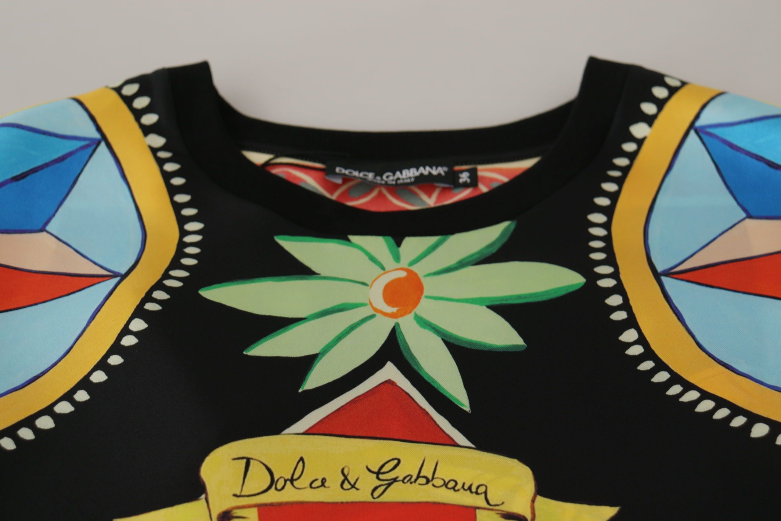 Dolce & Gabbana Multicolor Soldat Carretto Seiden-T-Shirt