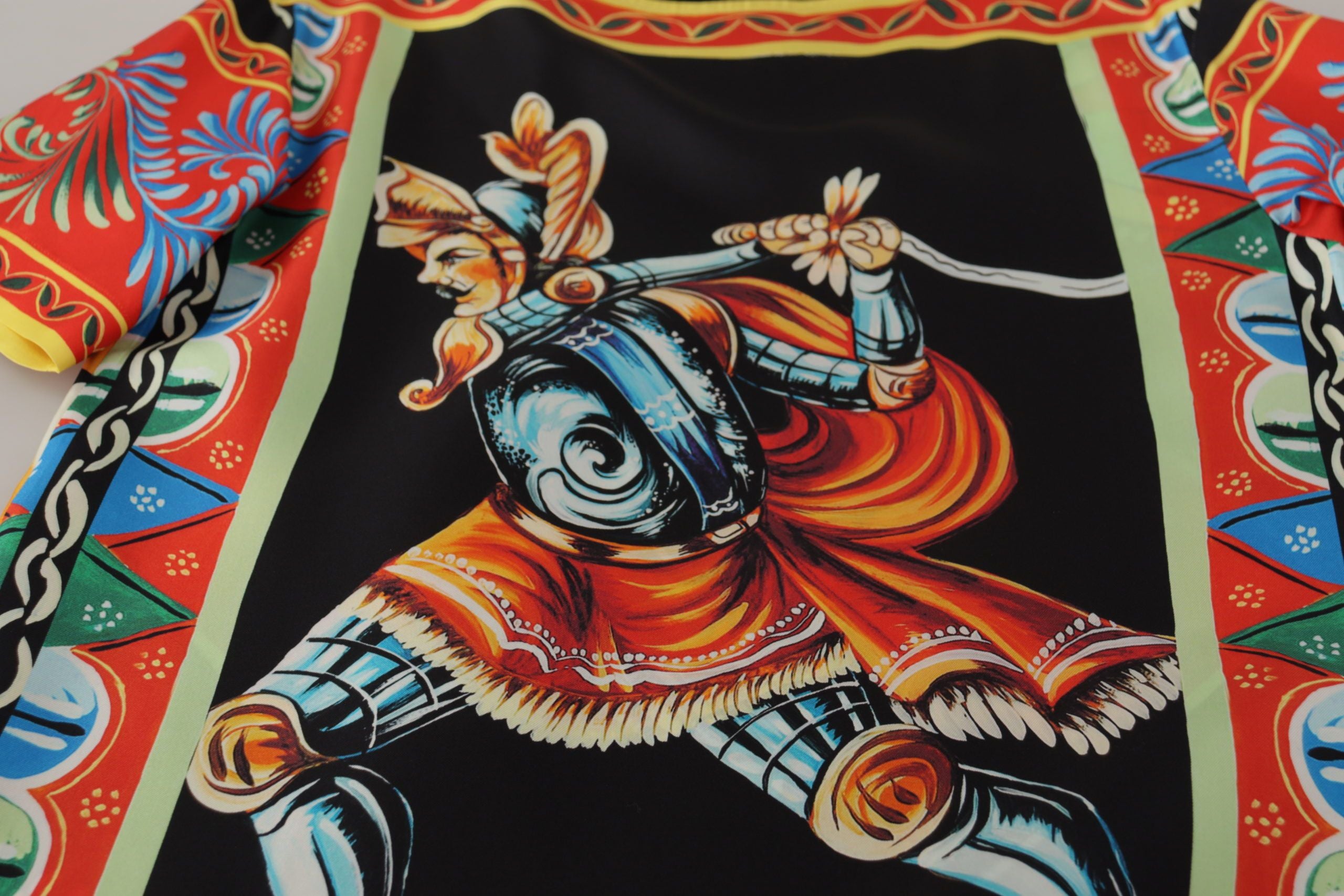 Dolce & Gabbana Multicolor Soldat Carretto Seiden-T-Shirt