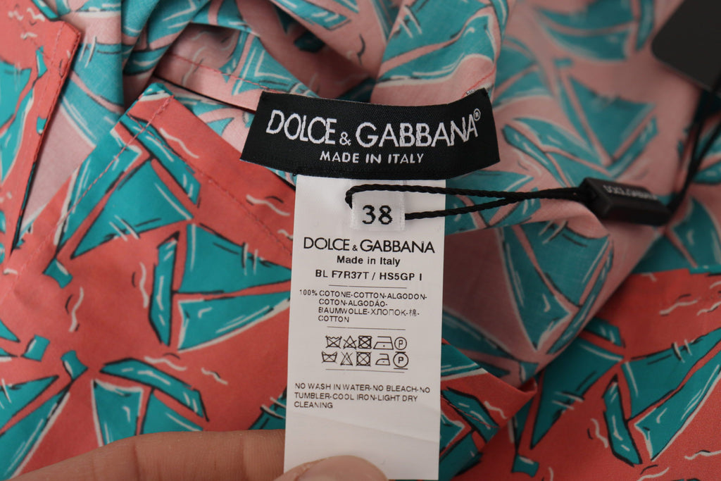 Dolce & Gabbana Rosa T-Shirt aus Baumwolle mit Segelboot-Druck