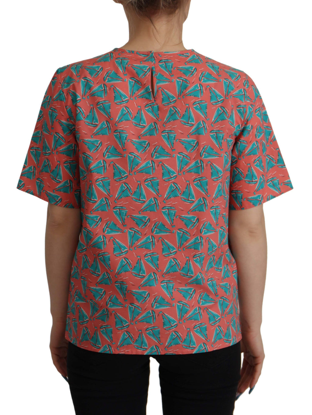 Dolce & Gabbana Rosa T-Shirt aus Baumwolle mit Segelboot-Druck