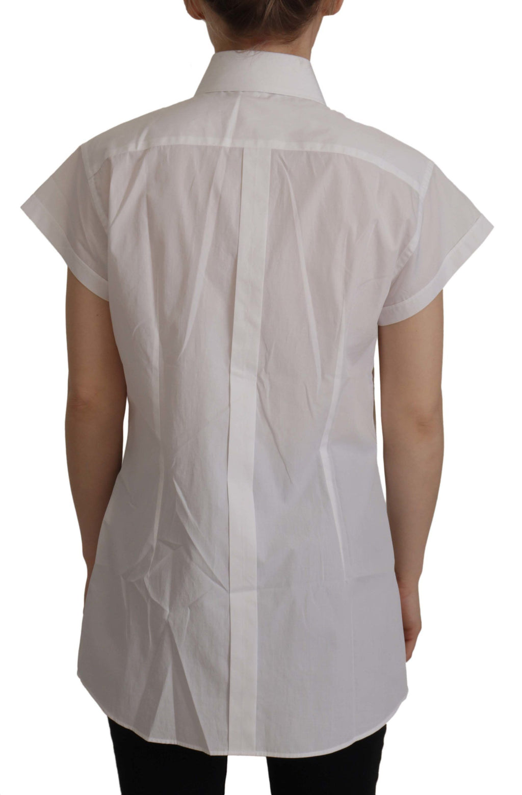 Dolce & Gabbana Weißes ärmelloses Smokingblusentop für den offiziellen Anlass