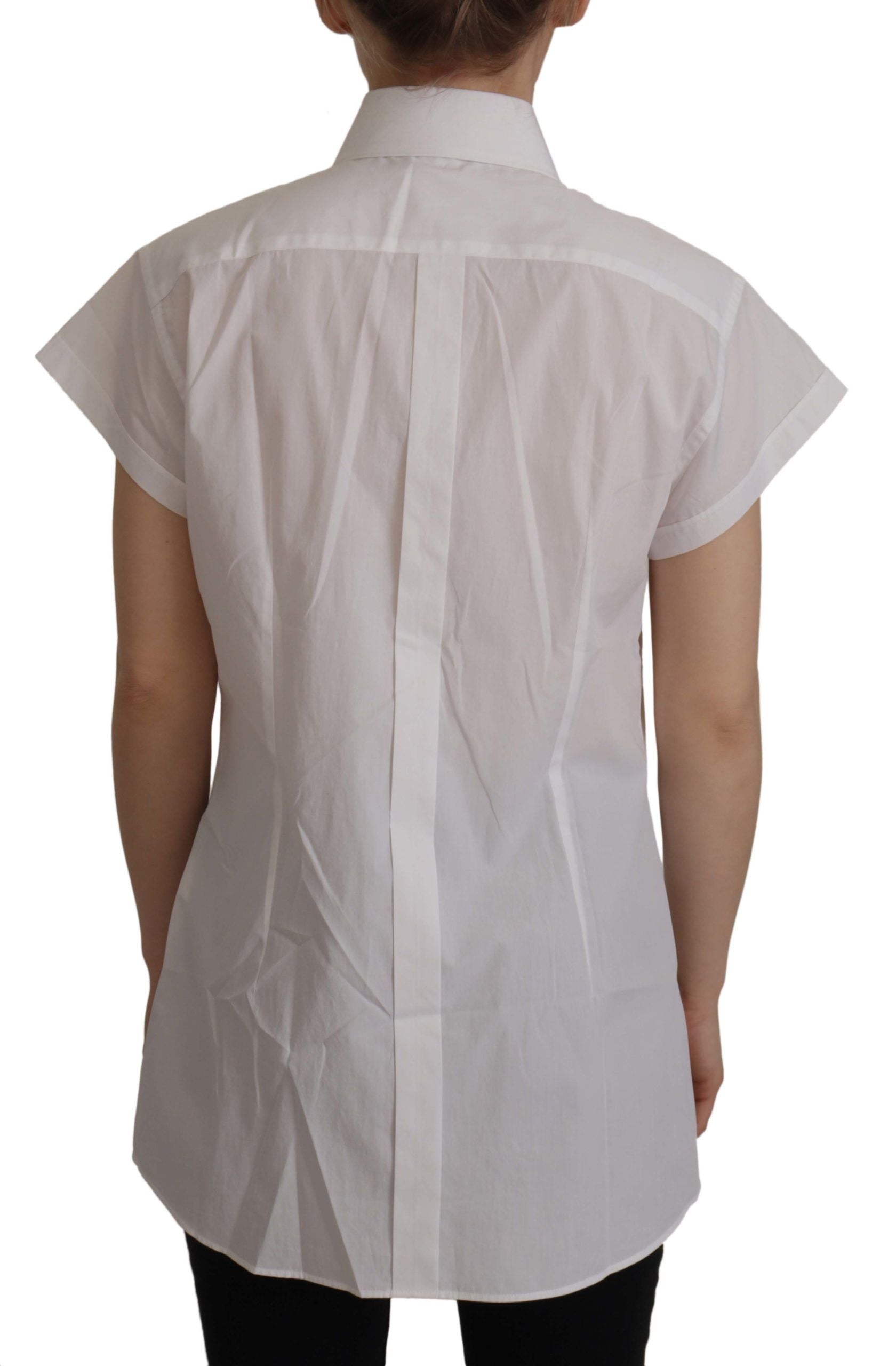 Dolce & Gabbana Weißes ärmelloses Smokingblusentop für den offiziellen Anlass