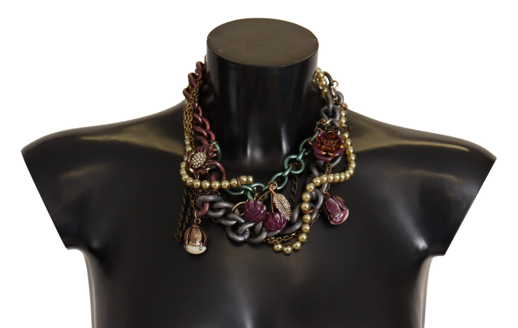 Dolce & Gabbana Goldmessing Sizilien Floral Kristall Statement Halskette