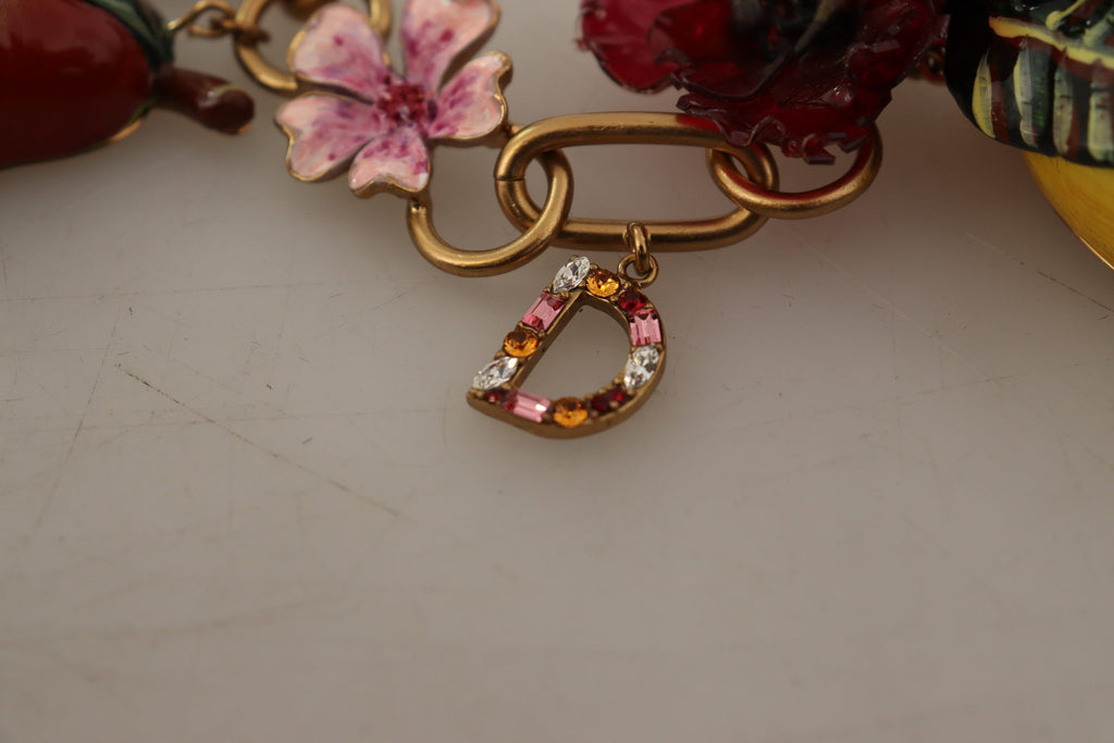 Dolce & Gabbana Gold Messing Sizilien Früchte Rosen Statement Halskette