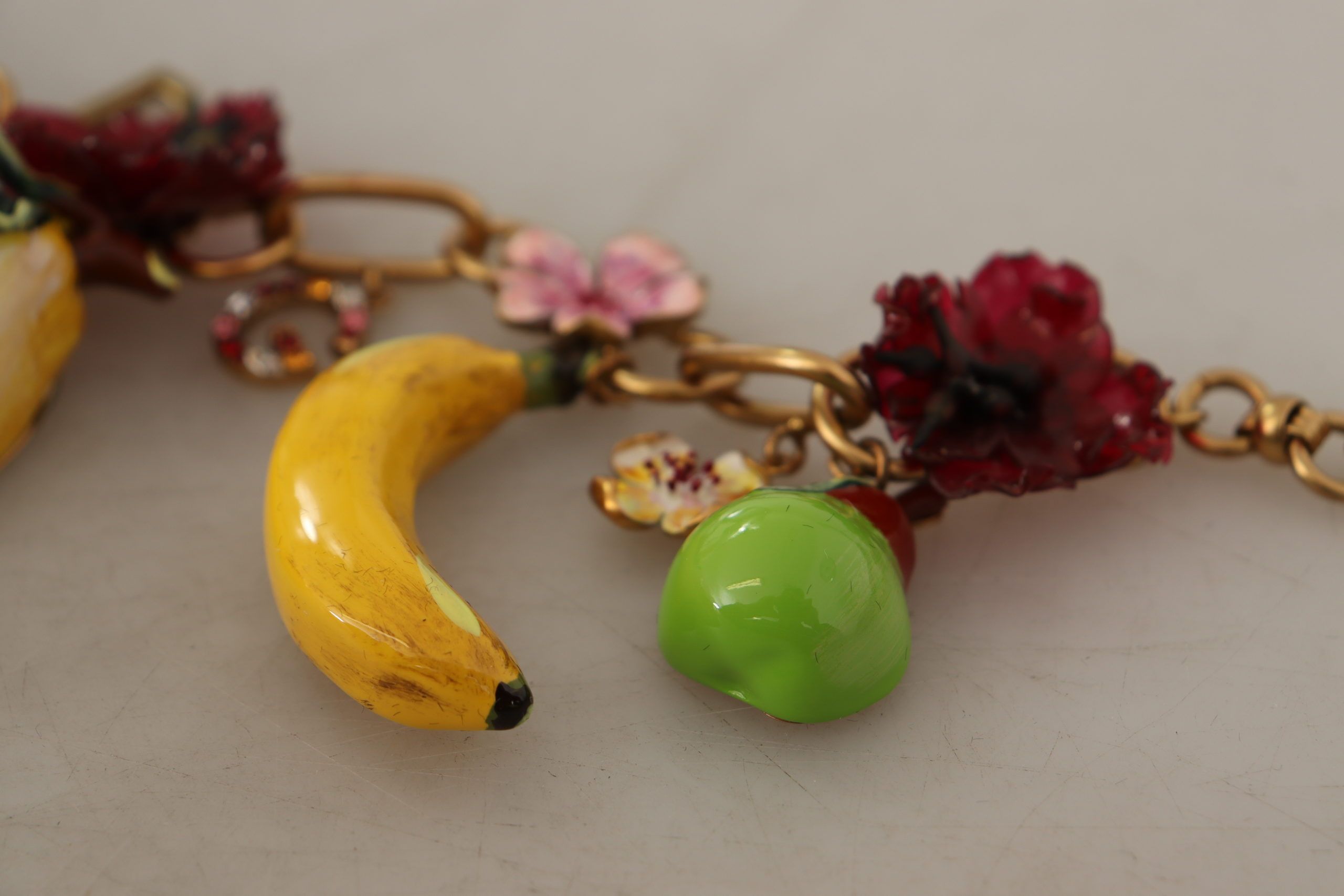 Dolce & Gabbana Gold Messing Sizilien Früchte Rosen Statement Halskette