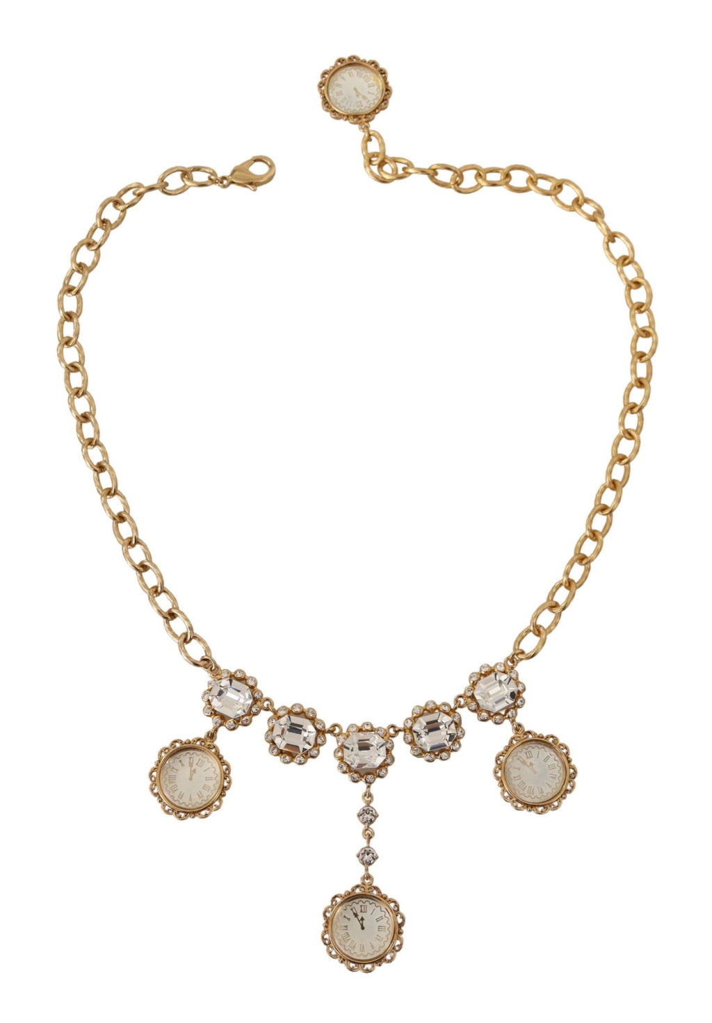 Dolce & Gabbana Gold Uhr Statement Kristallkette Halskette