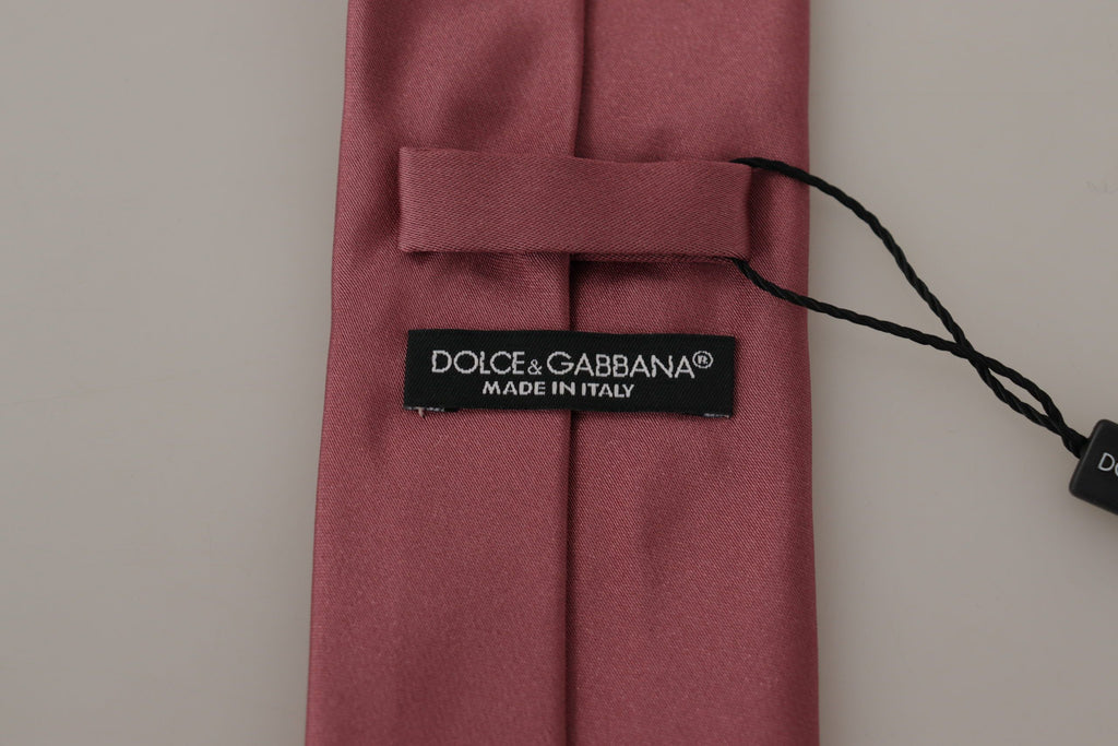Dolce & Gabbana Rosa Seidenkrawatte mit einstellbarem Druck Krawatte Zubehör