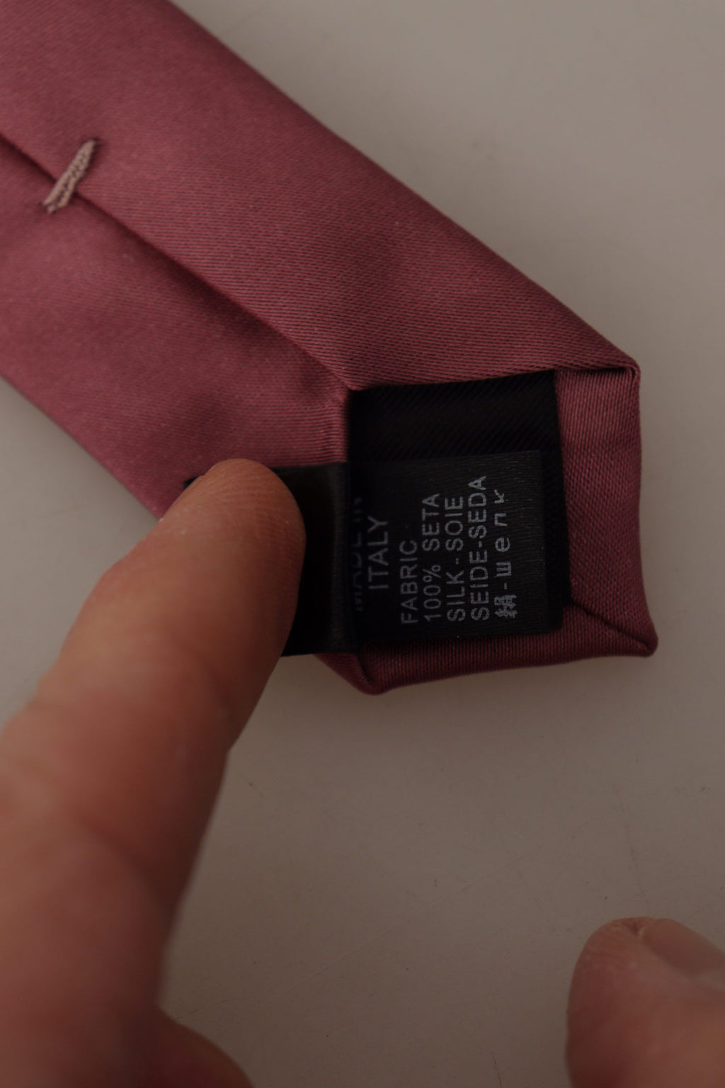 Dolce & Gabbana Rosa Seidenkrawatte mit einstellbarem Druck Krawatte Zubehör