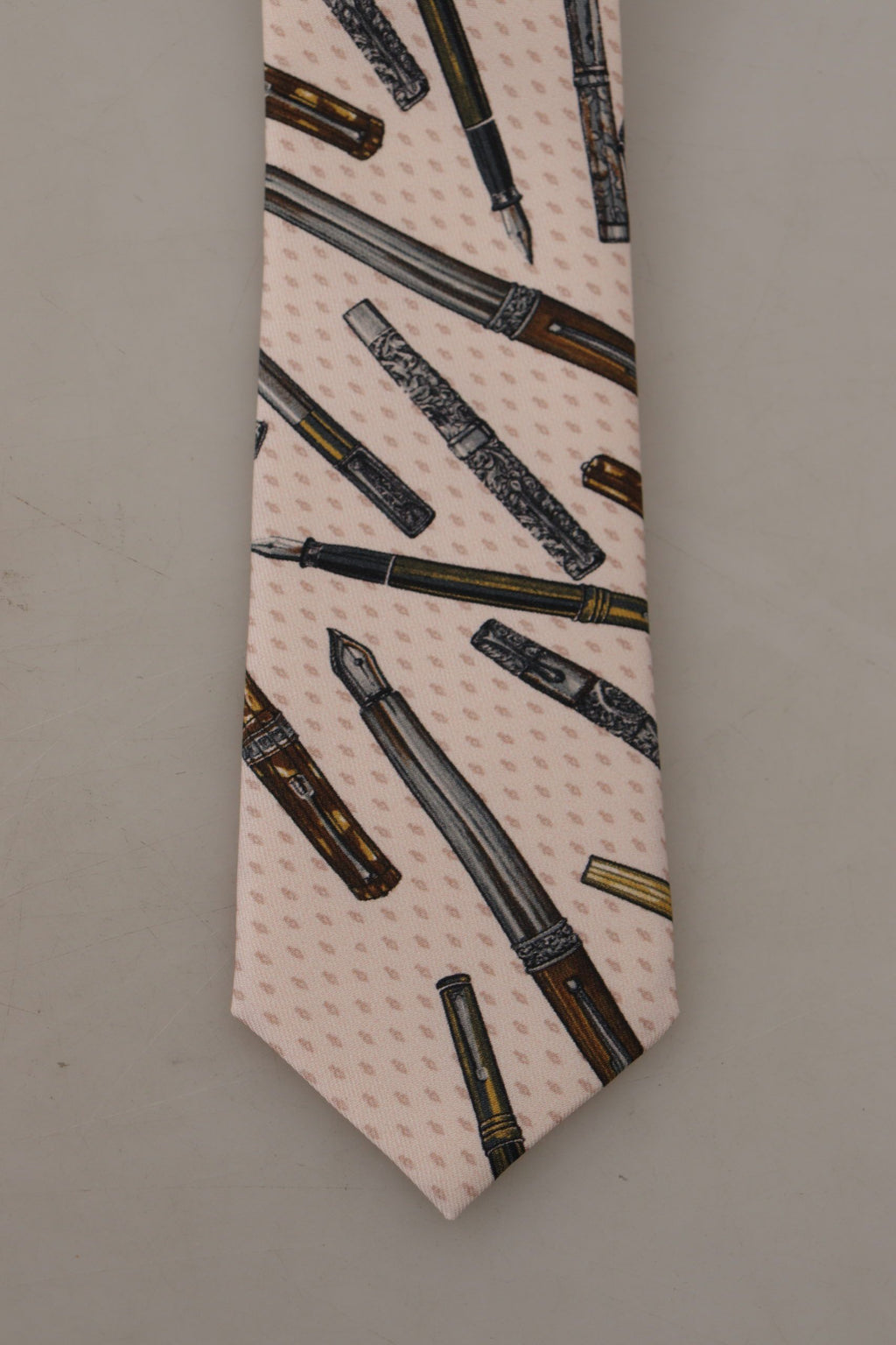 Dolce & Gabbana Rosa Stift Dots Print 100% Seide Verstellbare Hals Accessoire Krawatte