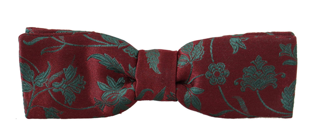 Dolce & Gabbana Maroon Muster Einstellbare Hals Papillon Fliege