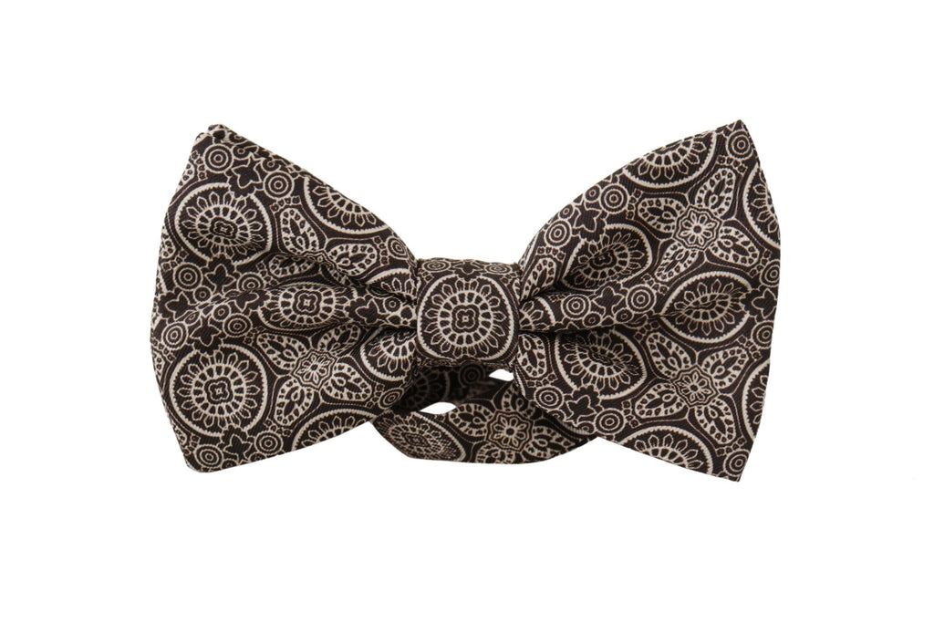 Dolce & Gabbana Schwarz weiß 100% Seide Verstellbare Papillon Krawatte