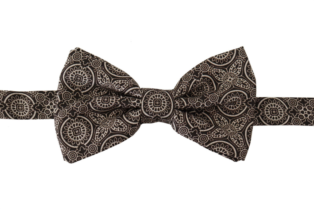 Dolce & Gabbana Schwarz weiß 100% Seide Verstellbare Papillon Krawatte