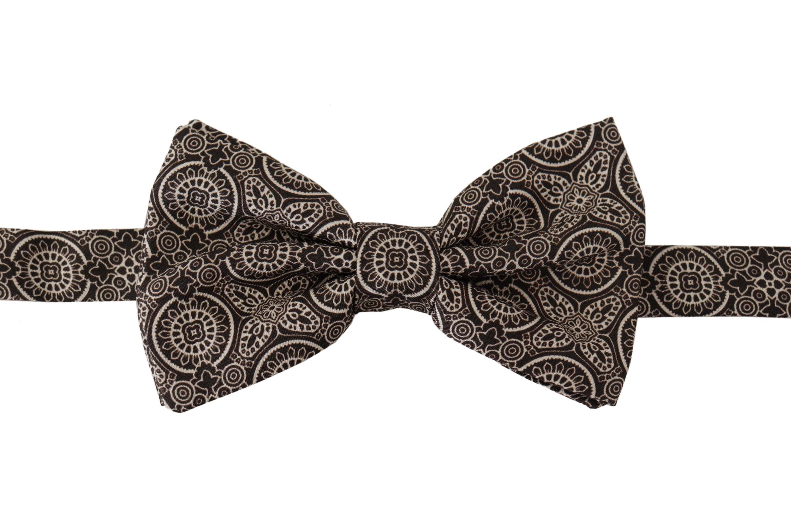 Dolce & Gabbana Schwarz weiß 100% Seide Verstellbare Papillon Krawatte