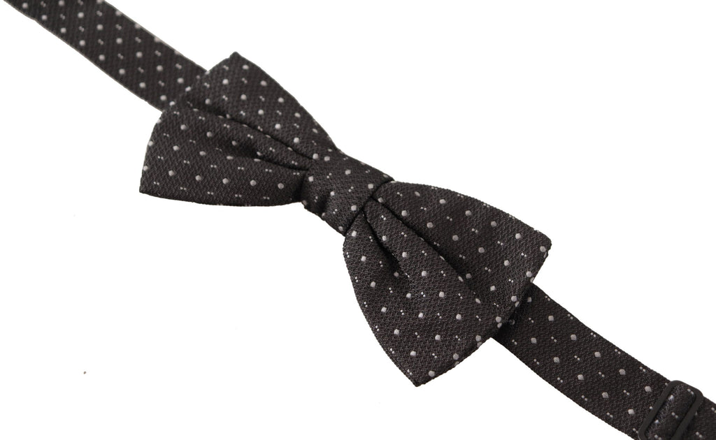 Dolce & Gabbana Graue gepunktete Papillon-Krawatte aus 100% Seide