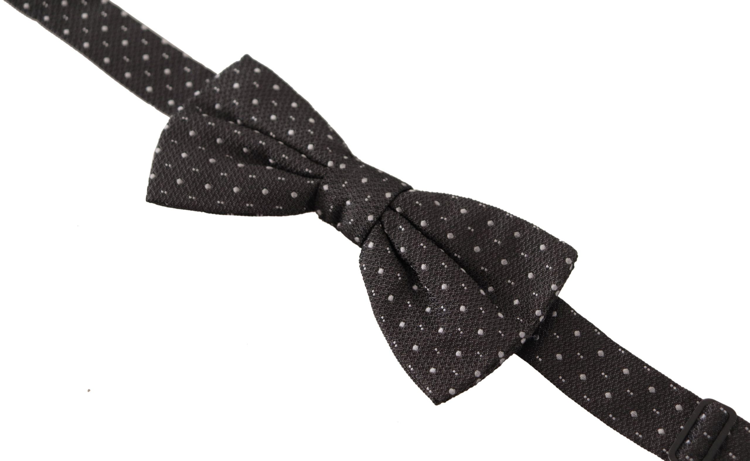 Dolce & Gabbana Graue gepunktete Papillon-Krawatte aus 100% Seide