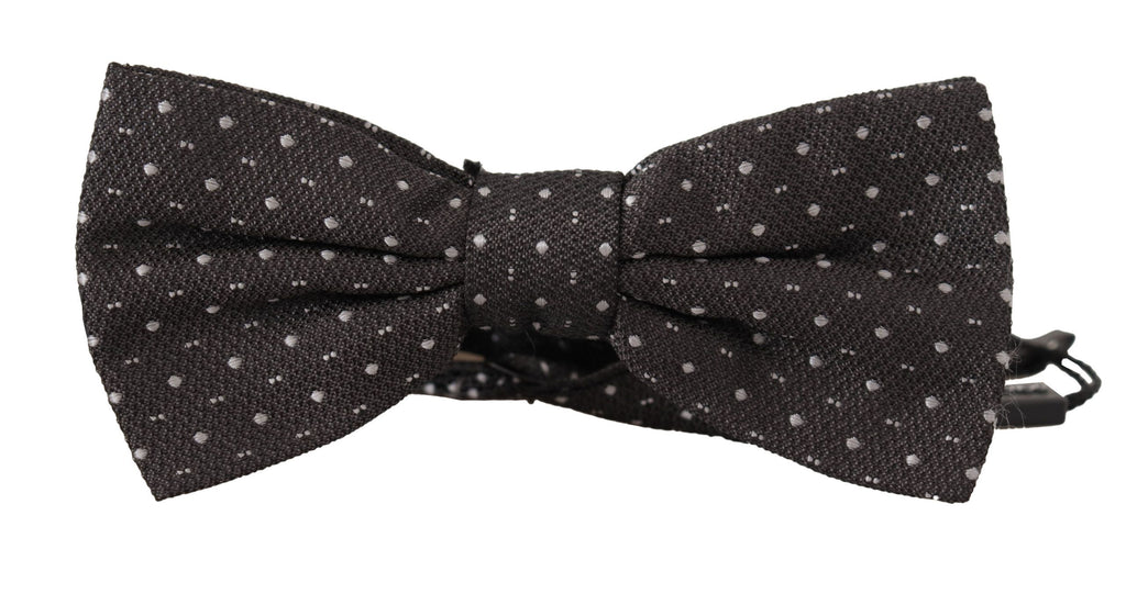 Dolce & Gabbana Graue gepunktete Papillon-Krawatte aus 100% Seide