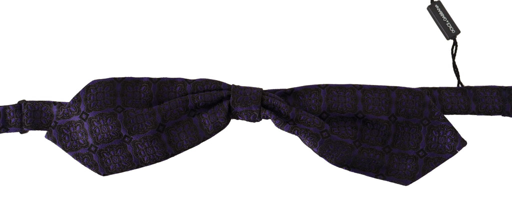 Dolce & Gabbana Blaue geometrische Seidenkrawatte mit verstellbarem Ausschnitt